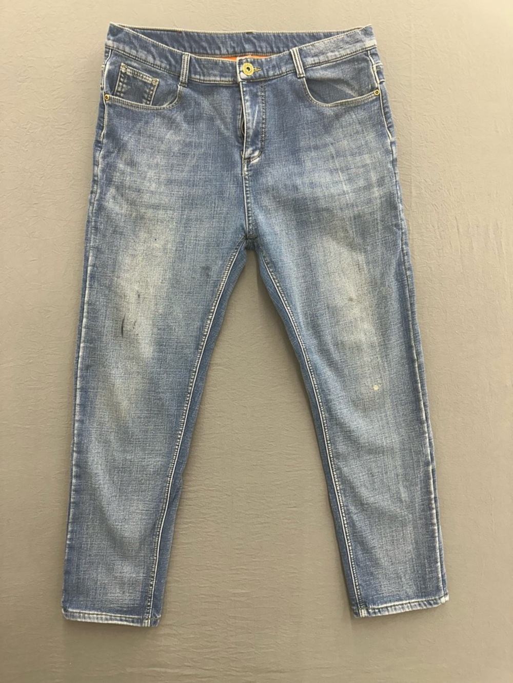 Unbranded Men's Blue Slim Fit Fleece Lined Jeans